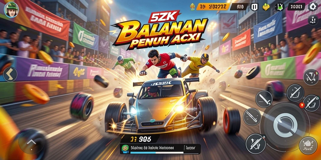 Gameplay Racing 5ZK dengan balapan penuh aksi.