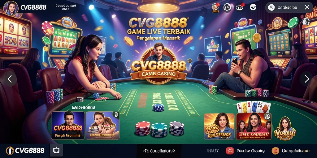 Screenshot gameplay CVG8888 menampilkan suasana Live Casino yang mendebarkan.