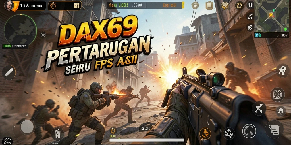 Gameplay DAX69 yang intens dengan aksi tembak-menembak mendebarkan.