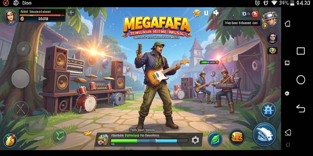 Screenshot utama MEGAFAFA menampilkan pemain menikmati gameplay musik yang mengasyikkan.