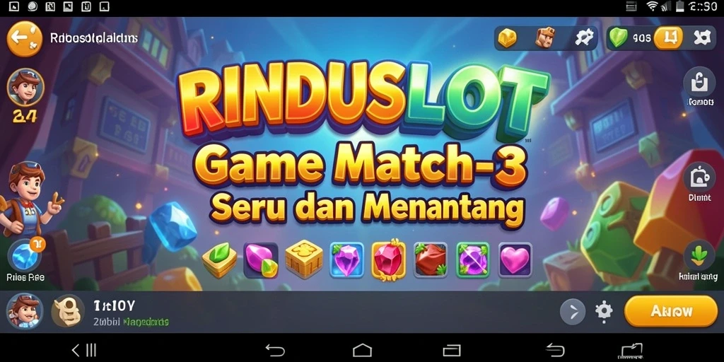 Tampilan gameplay RINDUSLOT dengan ikon warna-warni yang menantang.