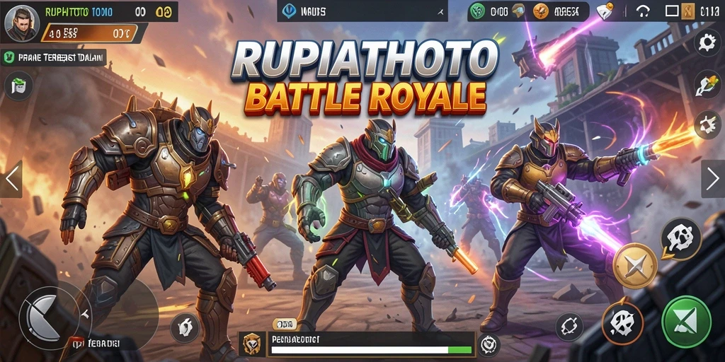 Screenshot RUPIAHTOTO menunjukkan aksi bertempur intens dalam mode Battle Royale.