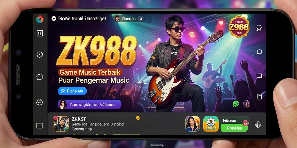 Tampilan gameplay menarik dengan berbagai lagu dan instrumen.